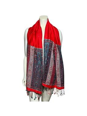 Elegant Lightweight Soft Pashmina-Style Shawl Wrap Scarf with Sequins Ultra-Soft